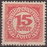 Austria - 1920 - Numbers - 15 - Red - Number - Scott J77 - 0